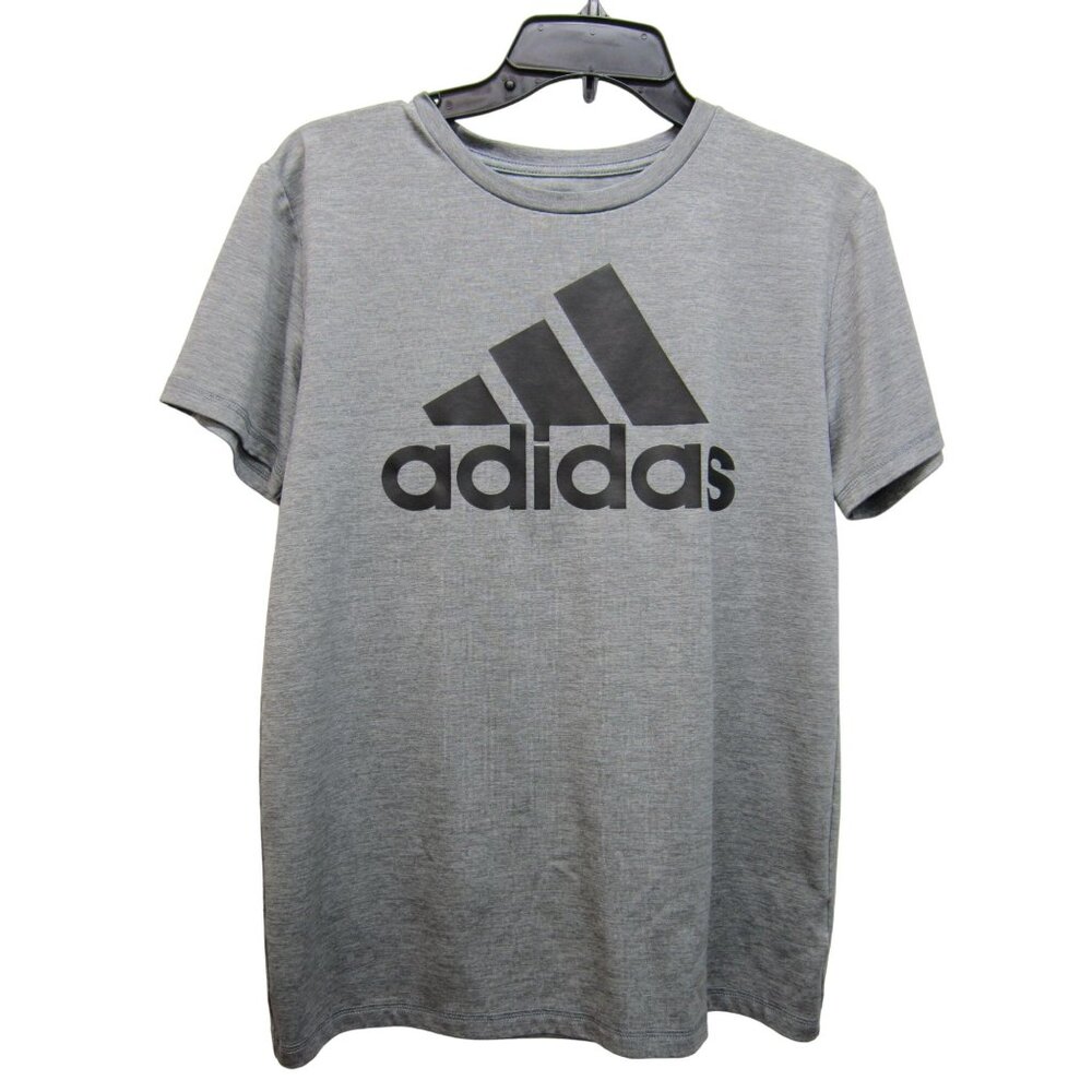 Adidas Boys' Short Sleeve Logo Tee T-Shirt, Dark Gray,‎ Large